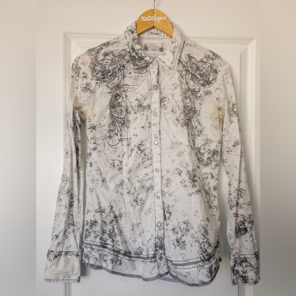 White & Gray Button Down